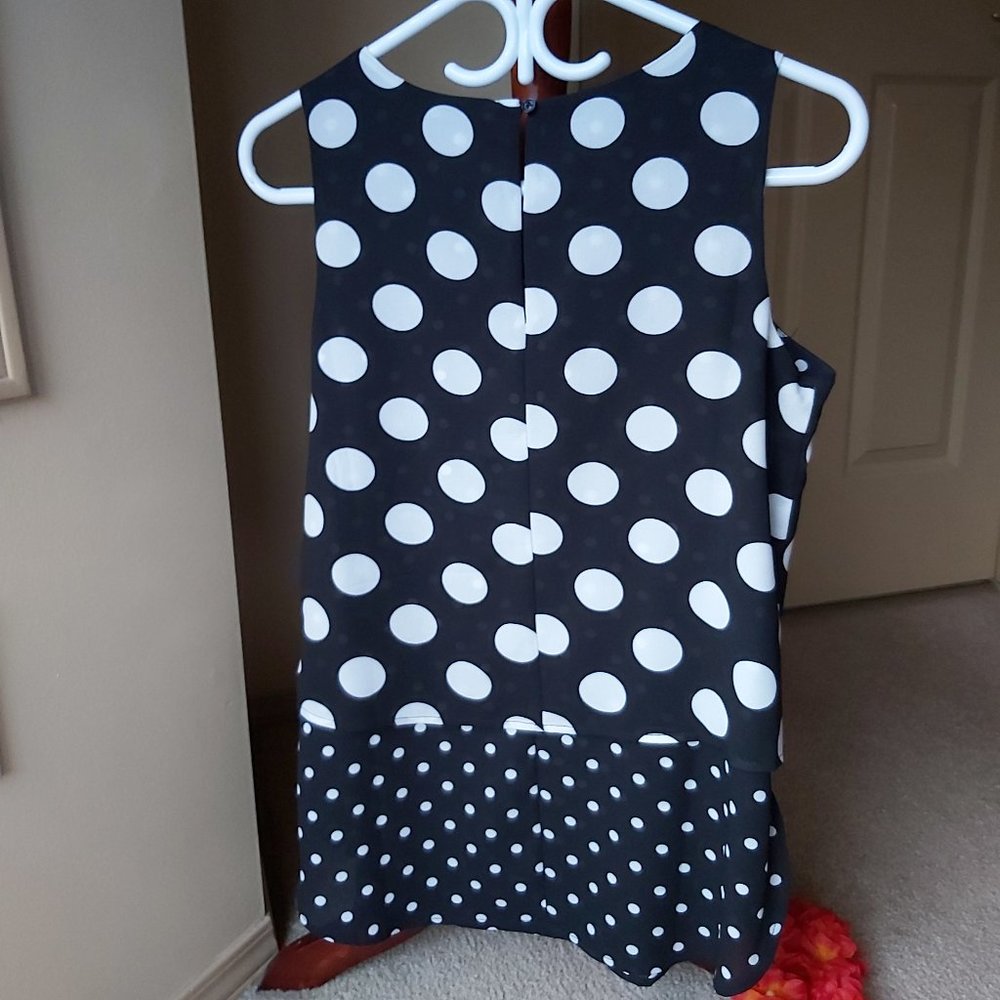 Ricki's Black and Off White Polka Dot Layered Sleeveless Top - Picture 2 of 6